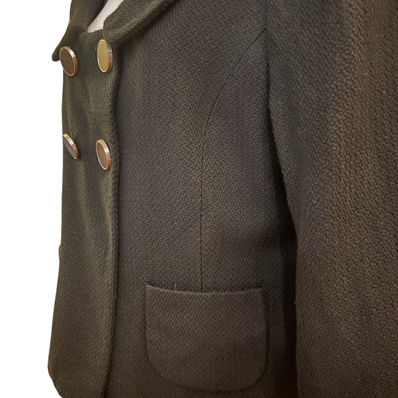 Ann Taylor Double Breasted Crop Black Lined Jacket, 3/4 length sleeves, size 8. - Picture 6 of 9